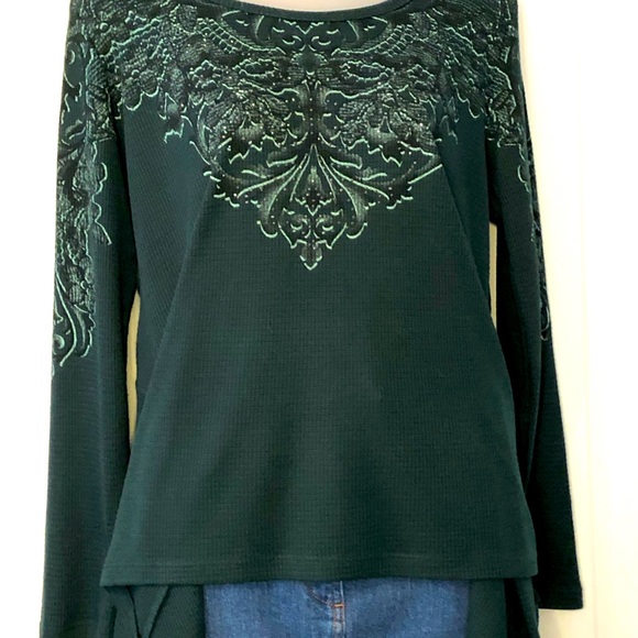 EUC One World Evergreen Waffle Weave Top, Size Large - Picture 2 of 15